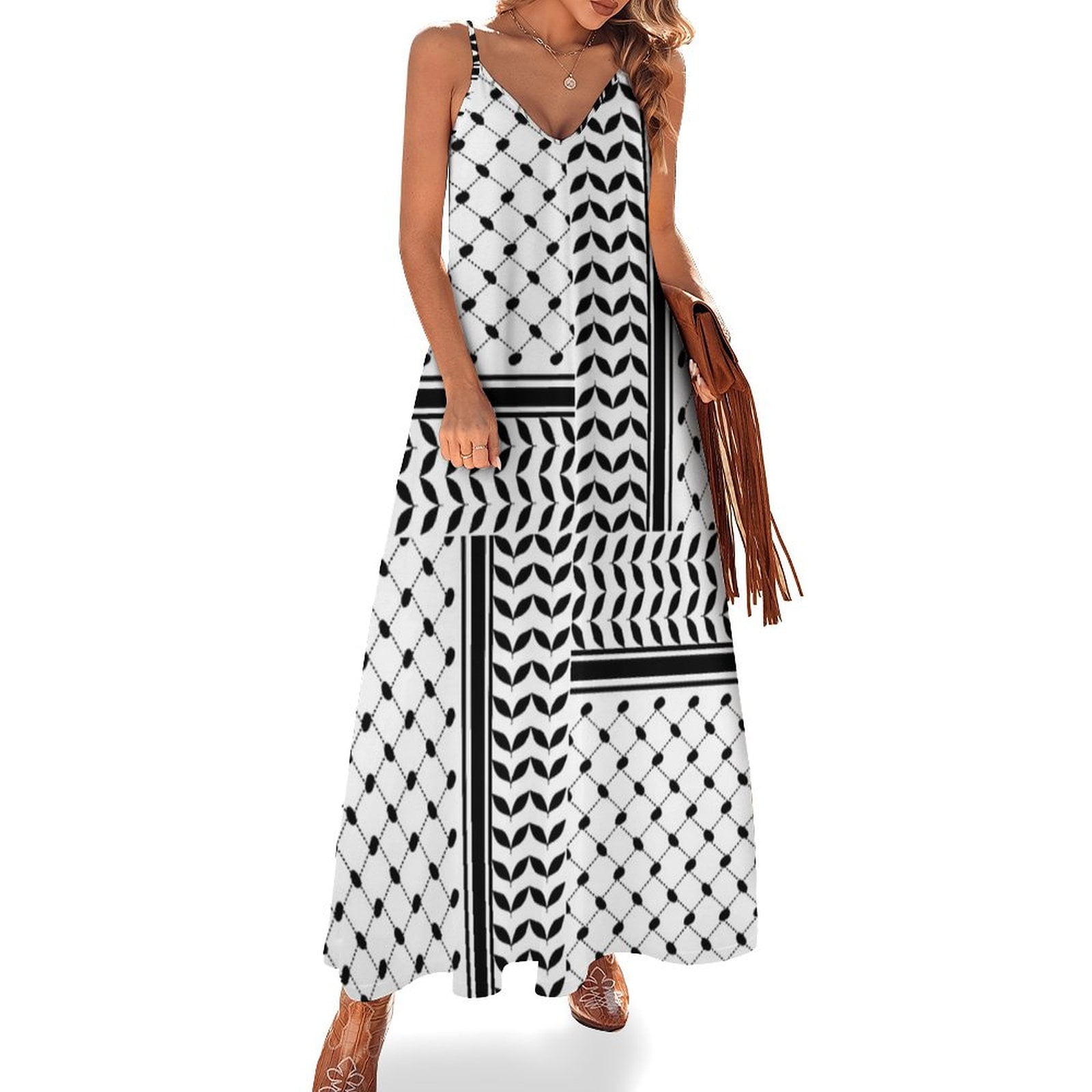 Palestine Arabic Traditional Keffiyeh Design Sleeveless Dress birthday ...