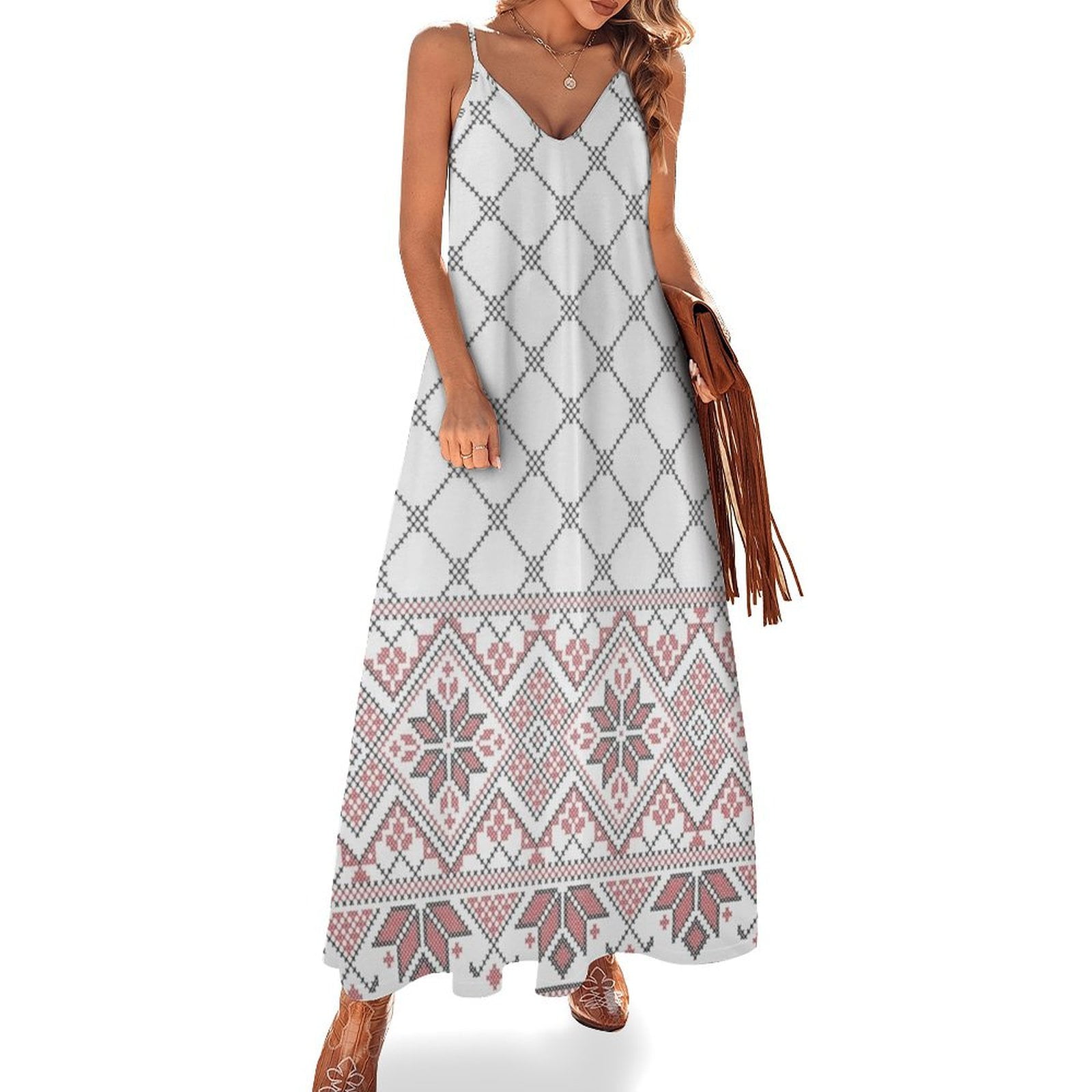 Palestine Arabic Traditional Keffiyeh Design Sleeveless Dress birthday ...