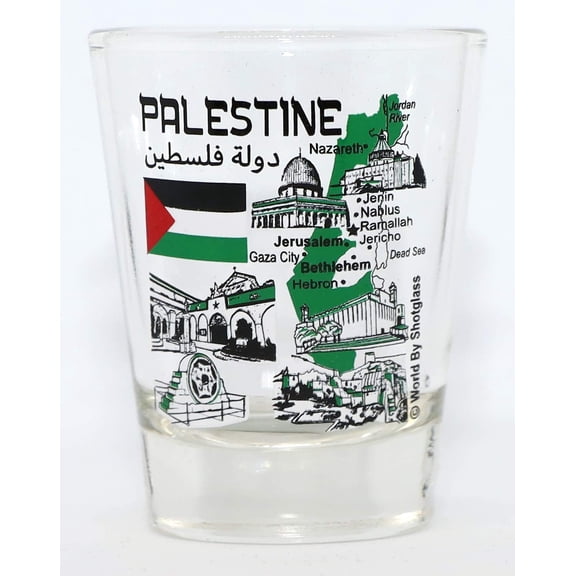 Palestine Landmarks and Icons Collage Shot Glass