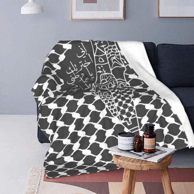 Palestine Palestinian Map With Keffiyeh Blankets Breathable Flannel