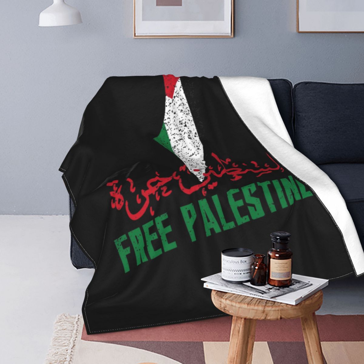 Palestine Palestinian Map With Keffiyeh Blankets Breathable Flannel