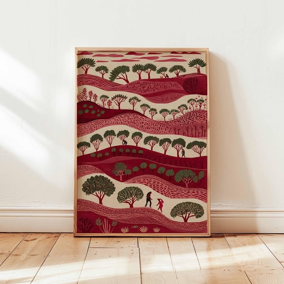 Palestine Poster Palestinian Folk Art Olive Tree Rural Village Unframed Paper Print