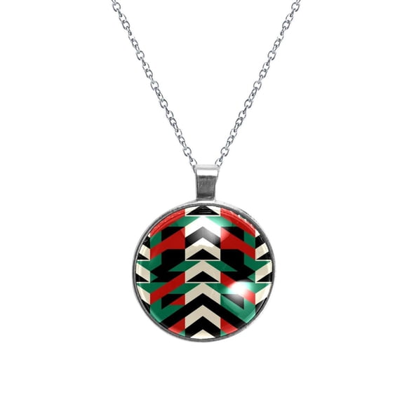 Palestine Stylish Glass Pendant Circular Necklace - Women's Fashion Jewelry Accessory