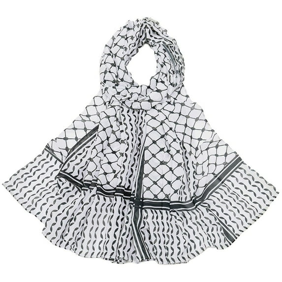 Palestinian Keffiyeh Scarf Printed Chiffon Hijab Shawl Long Hijabs For Woman Muslim Arab Turban Shawls Head Wrap Scarves