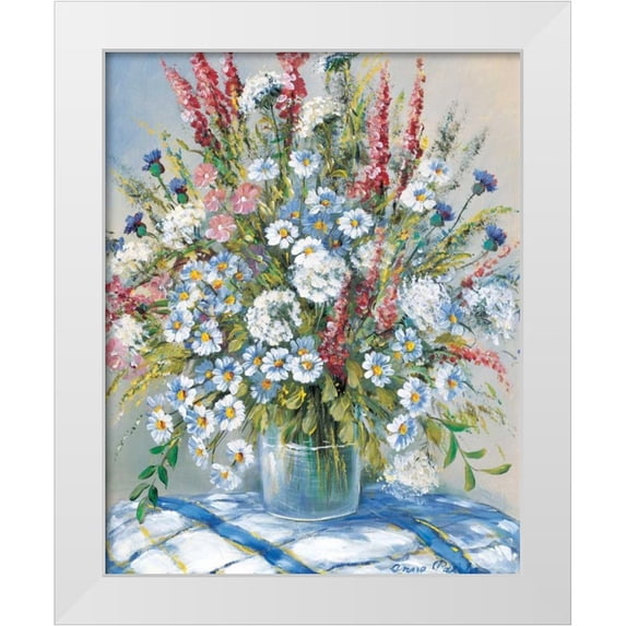 Paleta, Anna 12x14 White Modern Wood Framed Museum Art Print Titled - Cheerful flowers II