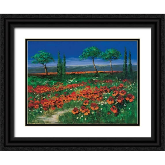 Paleta, Anna 24x19 Black Ornate Wood Framed with Double Matting Museum Art Print Titled - Field of primroses