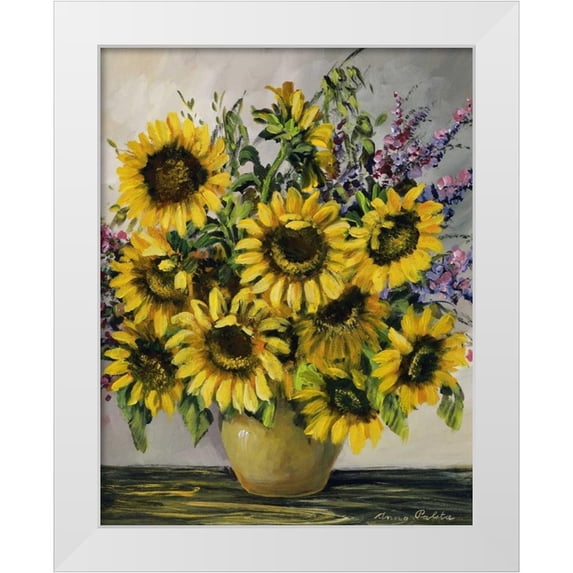 Paleta, Anna 26x32 White Modern Wood Framed Museum Art Print Titled - Sunny sunflowers