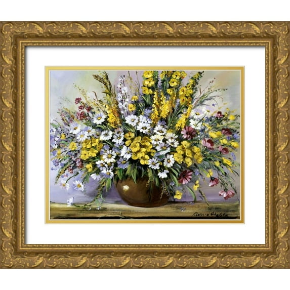 Paleta, Anna 32x26 Gold Ornate Wood Framed with Double Matting Museum Art Print Titled - Treasure of daisies