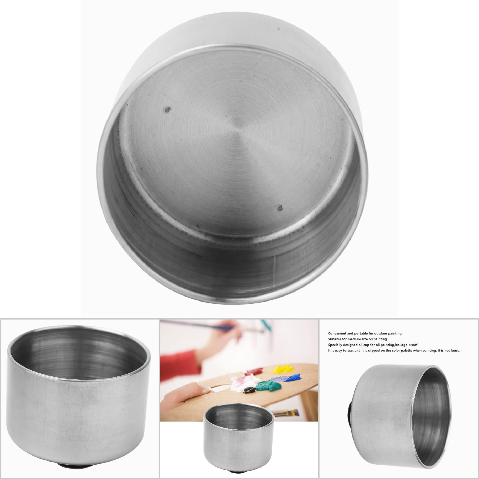 Palette Cup, Stainless Steel Portable Silver Double Dipper Palette Cup