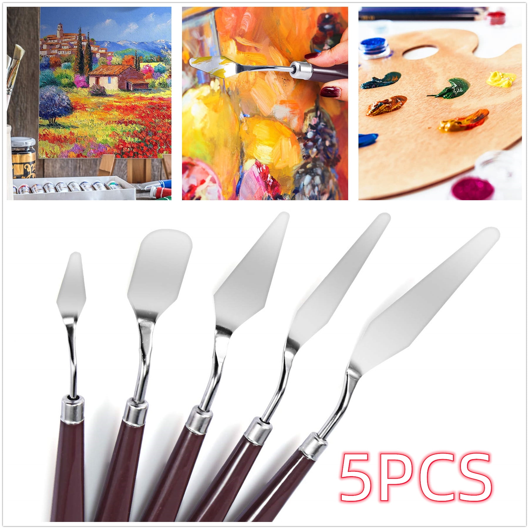 Palette Knife Set 5 Pieces Stainless Steel Acrylic Spatula for Oil