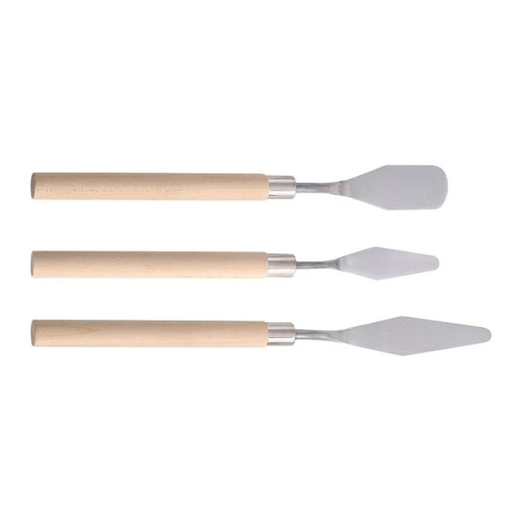 Palette , Stainless Steel Pallet with Wooden Handle for Sturdy, Mixing for Acrylic Oil Painting, Watercolor, Artists, Beginner 18cm 16.4cm 16.5cm