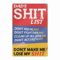 Palette&Wall Vintage 'Dad's Shit List' Metal Tin Sign – 12x8 Inch Funny Wall Art for Garages, Man Caves, Tool Sheds & Home Bars – Rustic Humor Sign, Perfect Father’s Day Gift