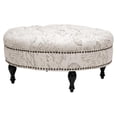 thumbnail image 1 of Baxton Studio Palfrey Beige Script Print Modern Tufted Ottoman, 1 of 5