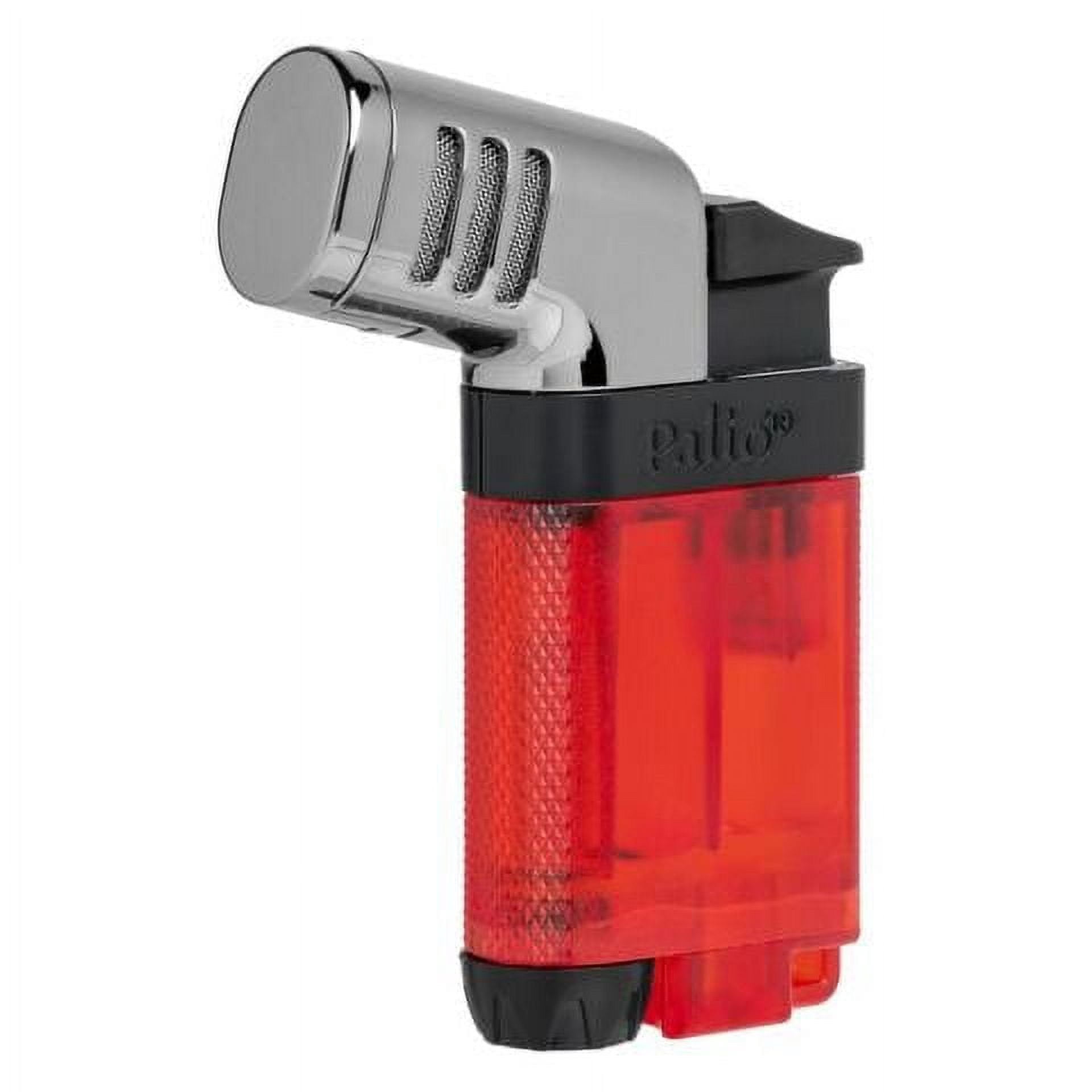 Palio Lazio Single Jet Flame Cigar Lighter - Slim Angled Torch, Wind Resistant, Refillable Metal Body