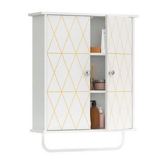  AZODY Over The Toilet Storage Cabinet with Gold Trim