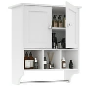 Palimder Space Saving Cabinet Above Toilet, Bathroom Wall Cabinet,Medicine Cabinet with 2 Doors and Adjustable Towel Rack Shelves,Space Saving Medicine Cabinet in The Living Room,Kitchen Cabinet White