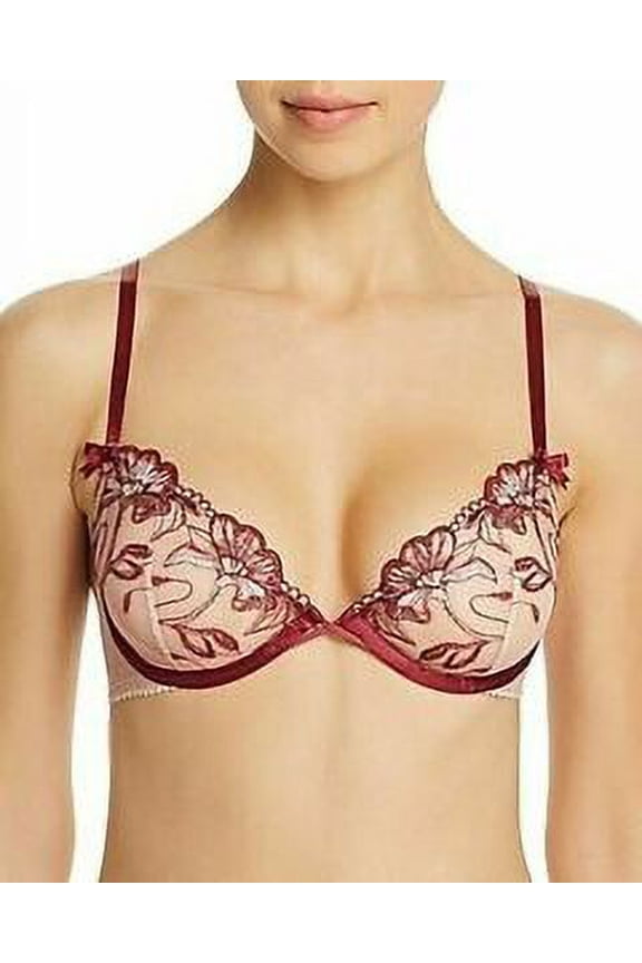 Petal Floral-Lace Underwire Bra 36D Cherry