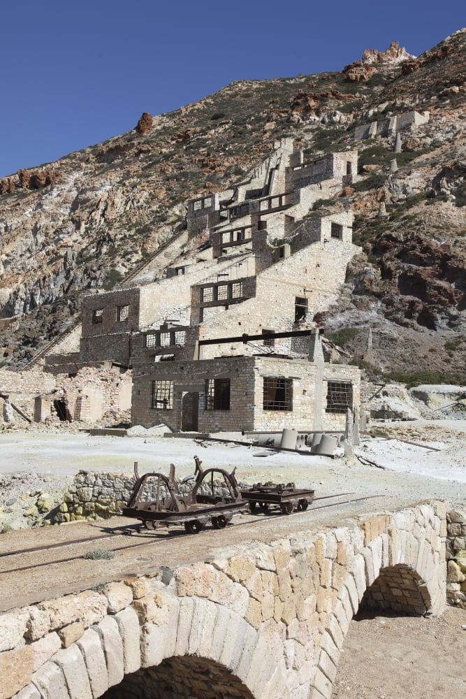 Paliorema sulfur mine and processing facility Milos Island Greece Canvas Art - Richard RoscoeStocktrek Images (23 x 35)