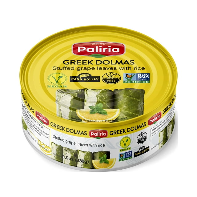 Palirria Greek Dolmas Vine Leaves; Stuffed Grape Leaves with Rice; 10
