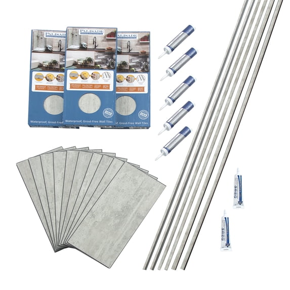 Palisade 23.2in x 11.1in Vinyl Wall Tile Shower Kit in Wind Gust