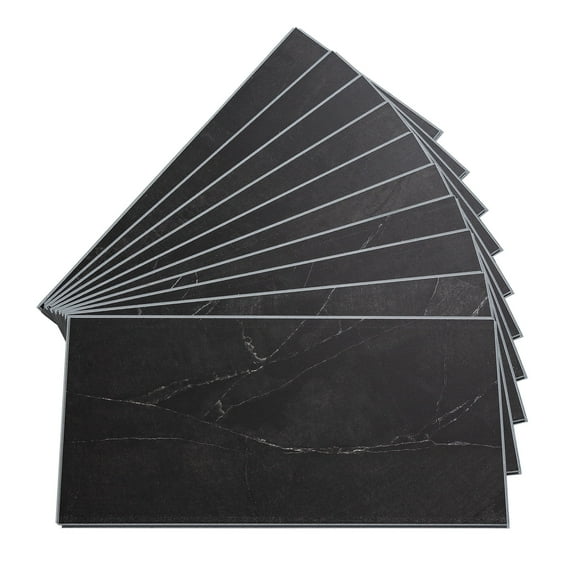 Palisade 23.2 in. x 11.1 in. Interlocking Vinyl Wall/Backsplash Panels in Black Ice (10 Pack)