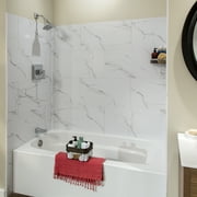 Palisade 25.6in x 14.8in Vinyl Wall Tile Shower Kit in Carrara Marble