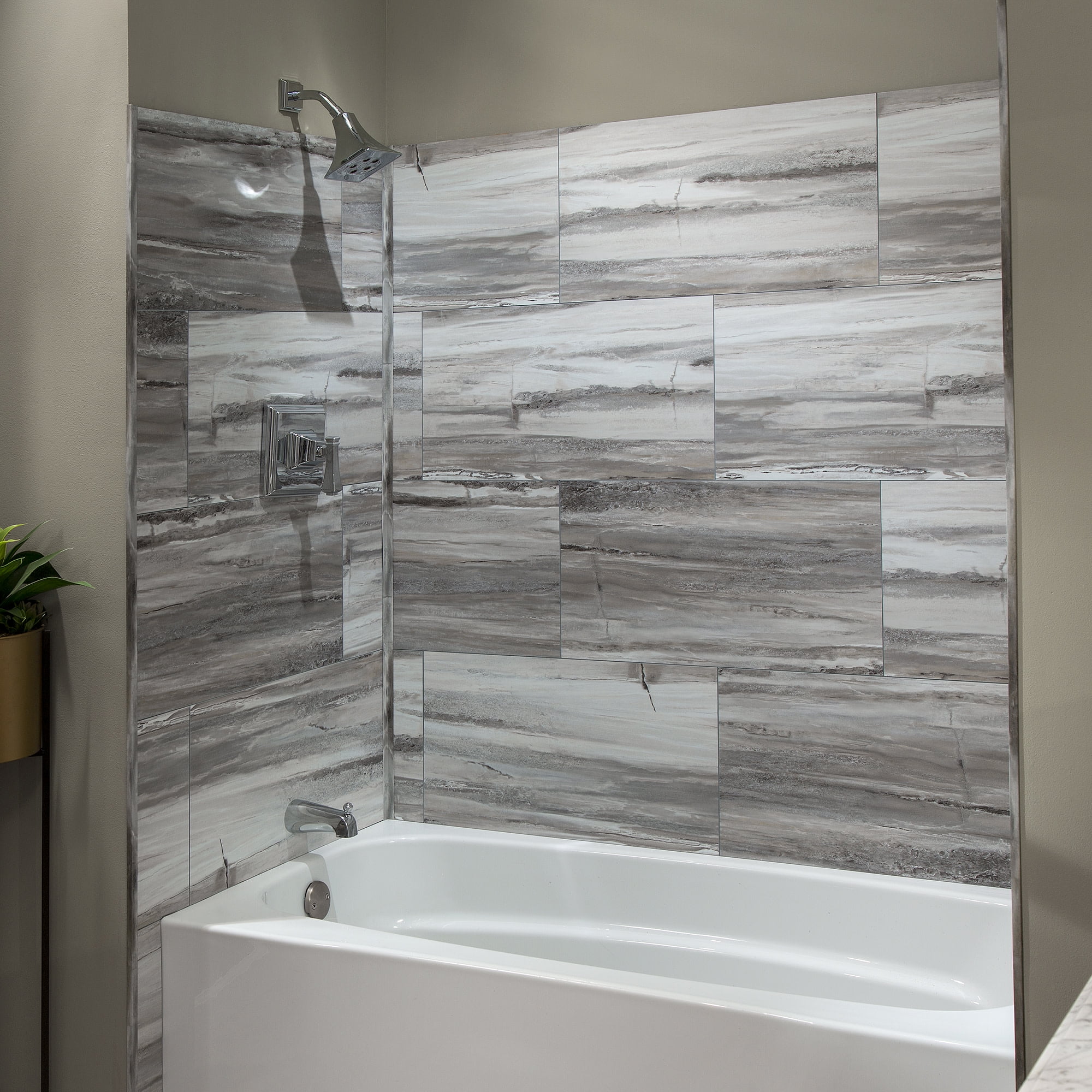 Palisade Louvre Granite Vinyl Tile Shower Kit with Trims