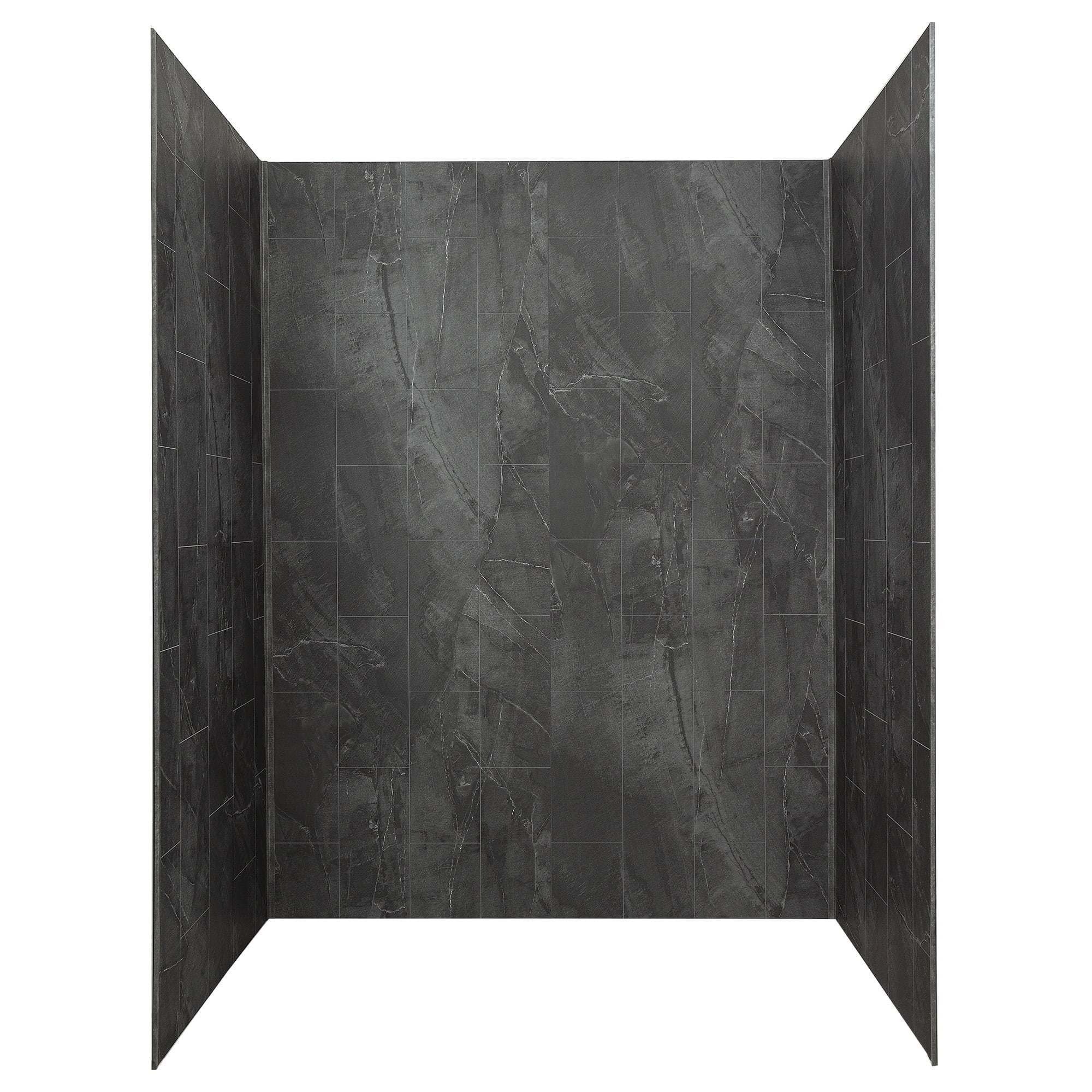 Cracked Slate Gray Vinyl Shower Surround Kit with Accessories