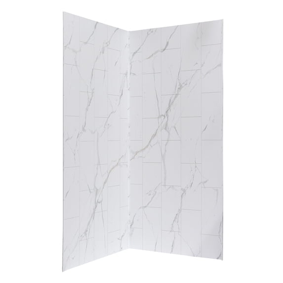 Palisade 36in x 36in x 78in Waterproof Vinyl Corner Shower Surround Kit with Accessories in Urban Glacier