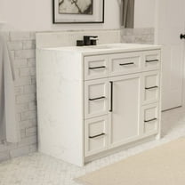 Palisade 42" Bathroom Vanity with White Cabinet and Engineered Marble Top