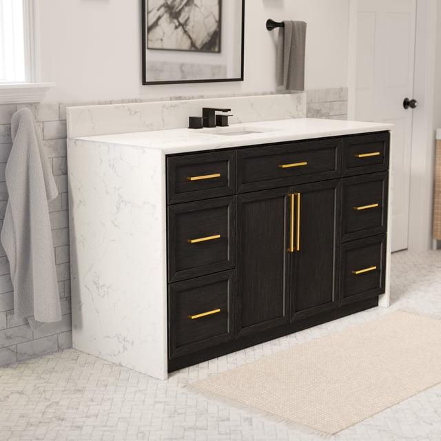Palisade 60" Single Bathroom Vanity with Dark Oak Cabinet and ...