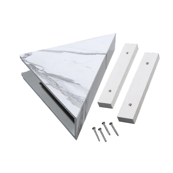 Palisade Vinyl Waterproof Corner Shower Shelf in Carrara Marble/Urban Glacier