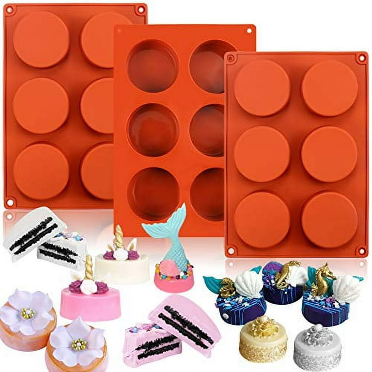 Sawyd 6 Holes Round Cylinder Silicone Molds for Chocolate Covered Cookie,Silicone Baking Mold for Sandwich Cookies Muffin Cupcake Brownie Cake Pudding