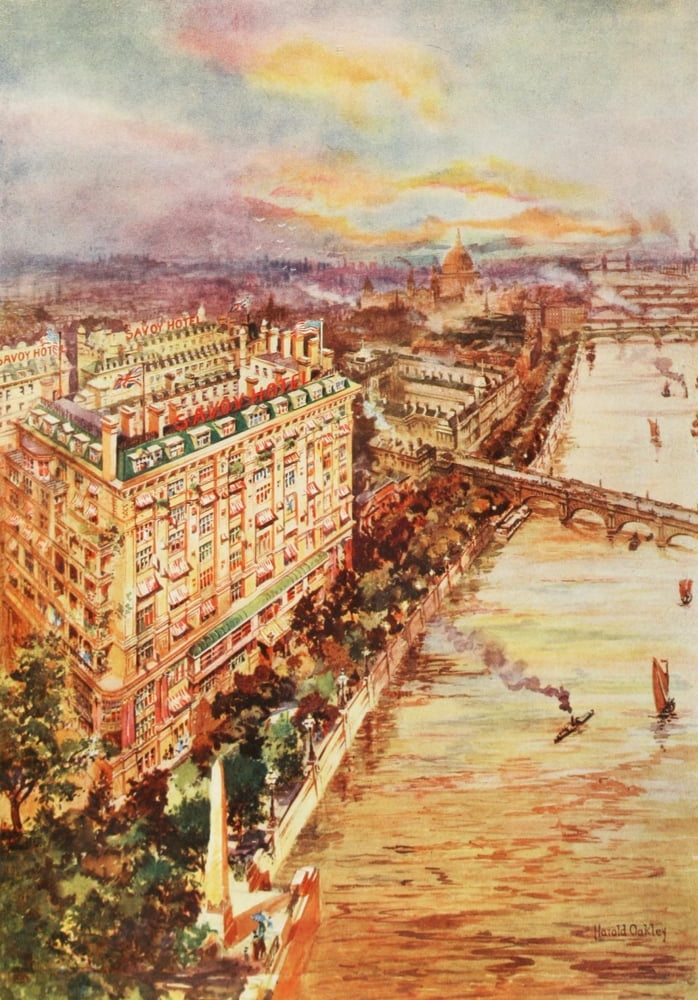 Pall Mall Magazine 1912 View of Savoy looking east Canvas Art - Harold Oakley (18 x 24)