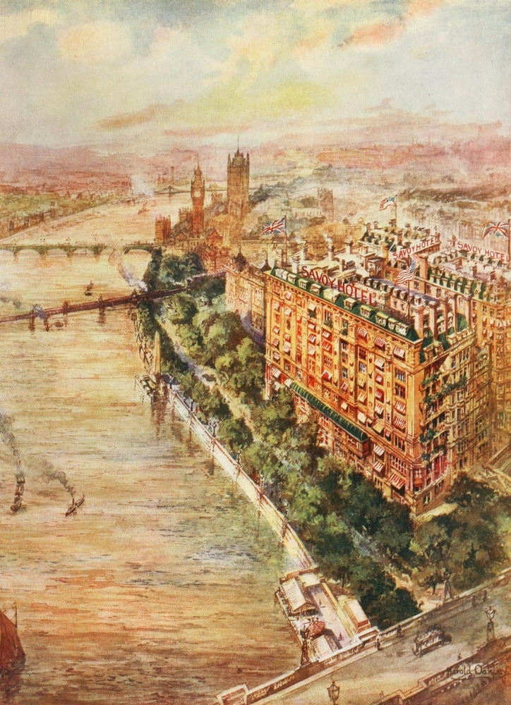 Pall Mall Magazine 1912 View of Savoy looking west Canvas Art - Harold Oakley (24 x 36)