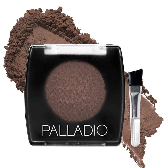 Palladio Brow Powder for Eyebrows, Dark Brown, Soft and Natural Eyebrow Powder with Jojoba Oil & Shea Butter, Helps Enhance & Define Brows, Compact Size for Purse or Travel