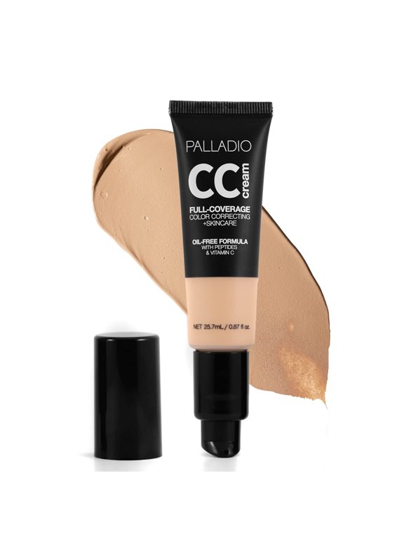 Full-Coverage Color Correction CC Cream, Oil-Free with Peptides & Vitamin C, Best for Correcting Redness and Uneven Skin Tone, Buildable Foundation Coverage (Light 20W, Warm Undertone)