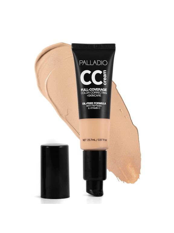 Full-Coverage Color Correction CC Cream, Oil-Free with Peptides & Vitamin C, Best for Correcting Redness and Uneven Skin Tone, Buildable Foundation Coverage (Light 21C, Cool Undertone)