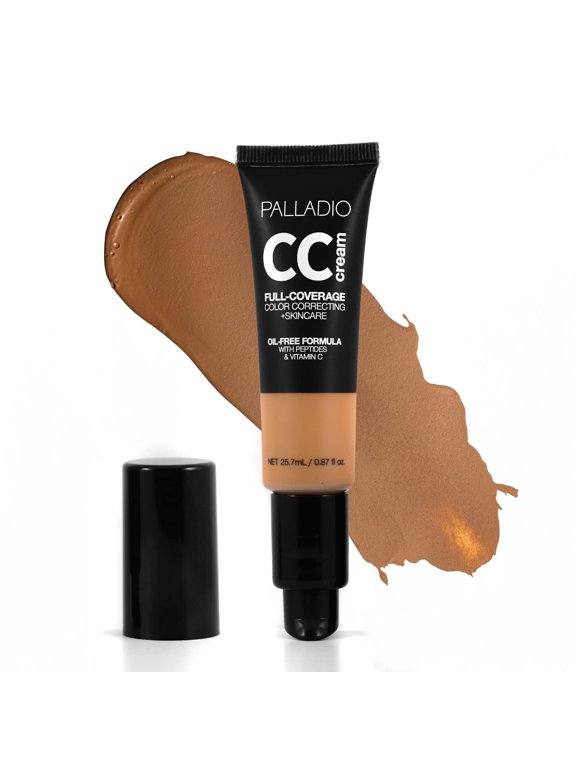 Full-Coverage Color Correction CC Cream, Oil-Free with Peptides & Vitamin C, Best for Correcting Redness and Uneven Skin Tone, Buildable Foundation Coverage (Rich 51W, Warm Undertone)