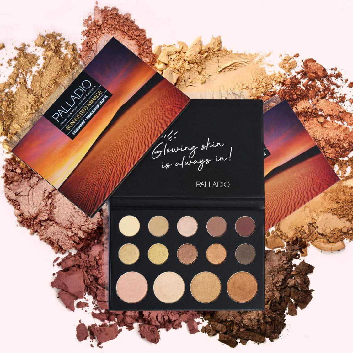 Palladio Eyeshadow + Highlighter Palette Sun-Kissed Mirage 1.06oz