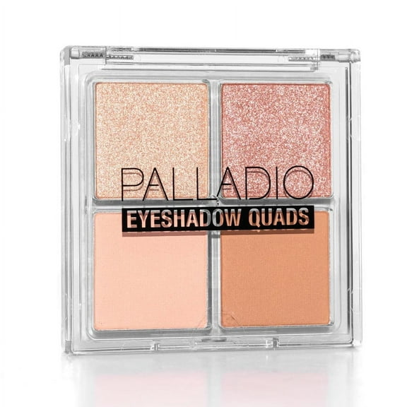 Palladio Eyeshadow Quads, Velvety Pigmented Blendable Matte, Metallic & Shimmer Finishes, Creamy Formula, Four Way Quad Eye Shadow Palette, Talc-Free (Honey Pie)