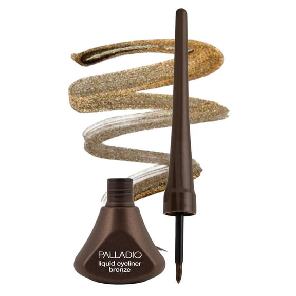 Palladio Liquid Eyeliner, Bronze, Highly Pigmented and Waterproof Eyeliner, For Intense Eye Definition, Includes Easy Grip Wand and Felt Tip Eyeliner Applicator