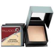 Palladio Pressed Rice Powder with Mirror, Mattifying Makeup Setting Powder, Absorbs Oil Instantly, Lasts All Day, Translucent, 0.26 Ounce