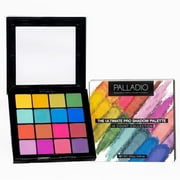 Palladio Ultimate Pro Eyeshadow Makeup Palette, 16 High-Pigmented Powder Colors, Matte, Shimmer, Satin Finishes, Color Crush