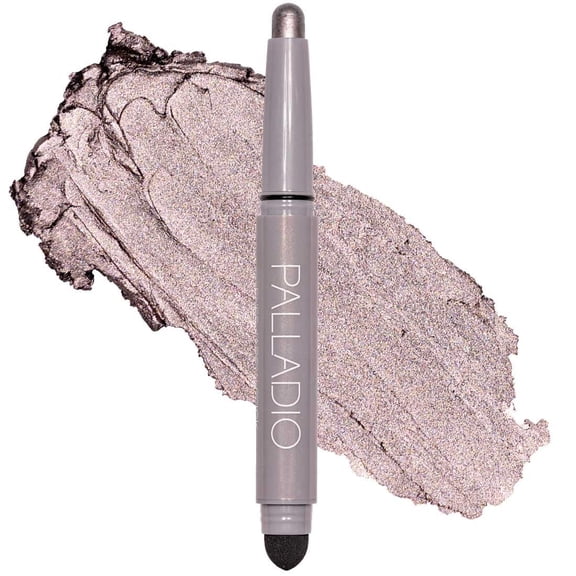 Palladio Waterproof Eyeshadow Stick with Blending Sponge, Long Lasting & Effortless Application, Smudge Free & Crease Proof Formula, Matte & Shimmer Shades, Buildable Eye Shadow, Silver Mauve Shimmer
