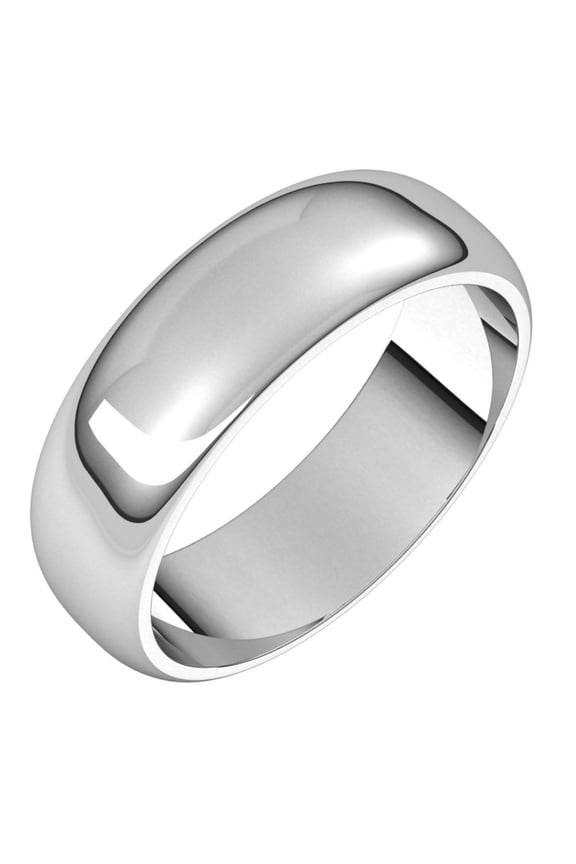 Palladium 6mm Half Round Shape Classic Bridal Wedding Engagement Anniversary Band Ring Fine Jewelry For Women Gifts For Her, Size 9