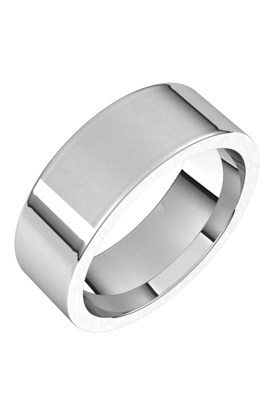 Palladium 7mm Flat Comfort Fit Classic Bridal Wedding Engagement Anniversary Band Ring Fine Jewelry For Women Gifts For Her, Size 7.5