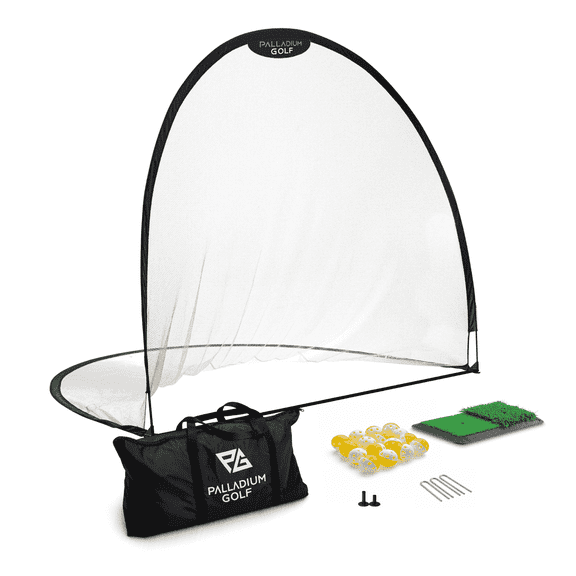 Palladium Golf Net - 7x7 Fiberglass Backyard Practice Net, Balls and Tees