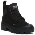 thumbnail image 1 of Palladium Pallabase Twill Women's Black Lace Up Canvas Ankle Boot With Side Zip Size 8, 1 of 6