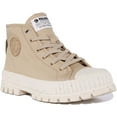 thumbnail image 1 of Palladium Pallashock Mid Men's Lace Up Vegan Canvas Ankle Boot In Beige Size 10, 1 of 6